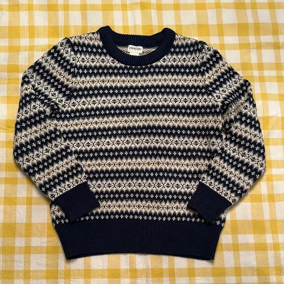 Crewcuts Navy Fair-isle Sweater size 6-7 - Picture 1 of 6